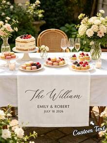 1pc Personalized Wedding Table Runner, Customizable Text, Suitable For Fashionable Wedding Reception And Special Occasions - Multicolor - View 1