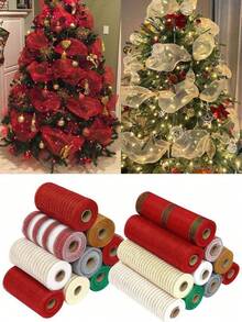 1件裝聖誕裝飾緞帶 DIY 花環蝴蝶結緞帶 禮品包裝用品 生日婚禮節日派對背景裝飾緞帶 聖誕樹裝飾緞帶 2027 家居聖誕裝飾聖誕禮物新年快樂 - 多色 - 查看 1