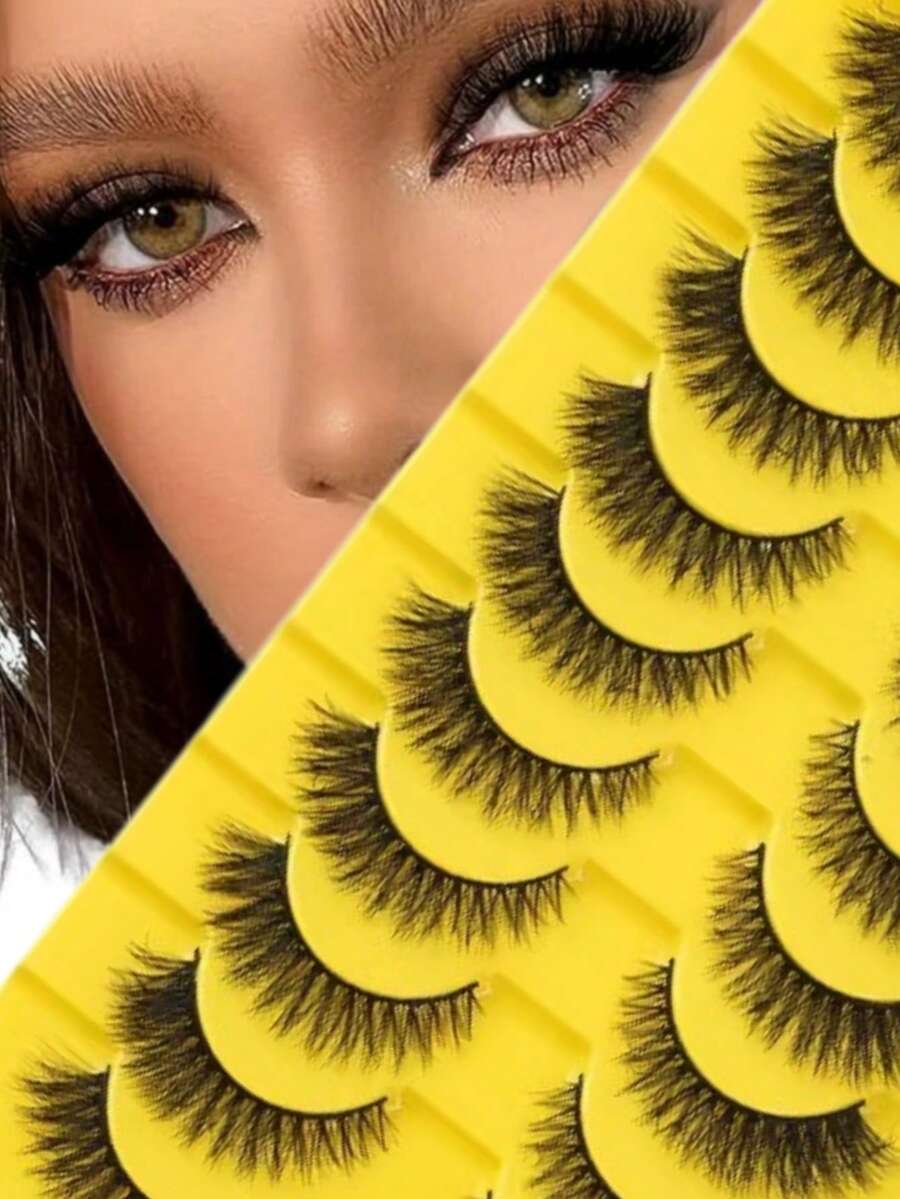 10 pares de pestañas postizas con efecto ojo de gato, finas y ...