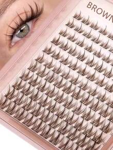 Brown Natural Thin Eyelash Clusters, Anime Style Eyelash Clusters, Spiky Eyelash Extensions, C Curl Single Eyelash Extensions, Spiky Single Eyelash Extensions, 10-16mm Flat Base Eyelash Clusters, DIY Home False Eyelashes 110pcs - D - View 1