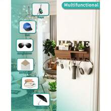 Estante de llaves montado en la pared con organizador de clasificación de correo, ganchos decorativos para llaves para entrada, pasillo, dormitorio, cocina, oficina, solución de almacenamiento para el hogar - Multicolor - Ver 4