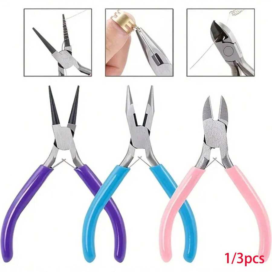 3/1 Set Jewelry Pliers Tools, Including Pointed Nose Pliers, Chain Nose Pliers, Round Nose Pliers, Wire Cutter, Suitable For Jewelry Repair, Wrapping, Crafts, Jewelry Making - Tool - View 1
