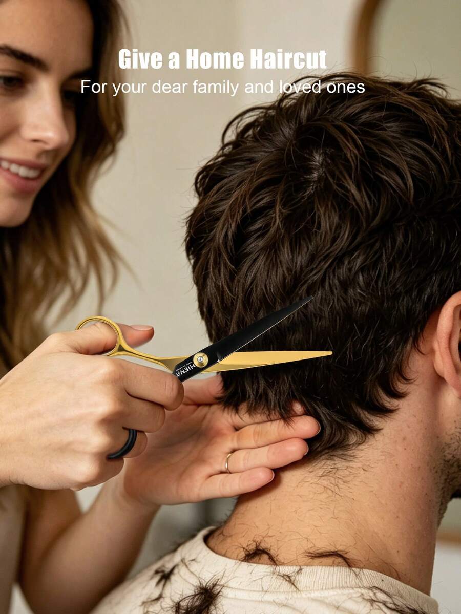 HIENA Professional Hair Cutting Scissors Set, Precise Trimming, Soft Thinning, Hairstyle Shaping And Contour Modification, Designed To Create Salon-Grade Experience, Suitable For Home Use And Professional Hairstylists - Black Gold - View 1