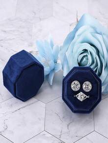 1pc Velvet Ring Box, Hexagonal 3-Slot Ring Box, Suitable For Wedding Ceremony, Can Hold Multiple Rings, White Engagement Wedding Commemorative Box, Wedding Ring Storage Box, Engagement Ring Organizer Box - Multicolor - View 35