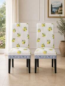 1/2/4/6Pcs Lemon Striped Elastic Dining Chair Cover, Suitable For Home Kitchen Furniture Spandex Cover, Fashionable Home Decoration Living Room Essential Item, Very Suitable For Indoor And Outdoor Use, Thanksgiving Autumn Home Decoration - C - View 11