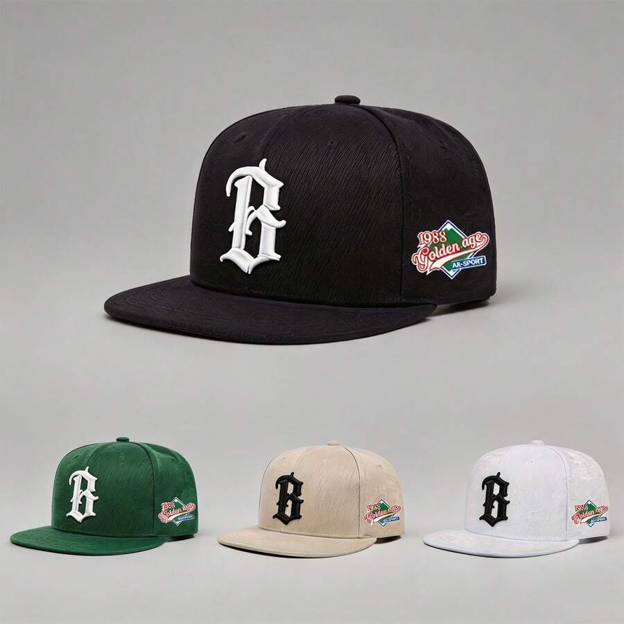 1pc Men's Gothic Letter "B"Embroidered Hats For Men Adjustable Hats, UV Protection Sun Hat, Perfect For Casual Wear, Parties, Travel, And Holiday Gifts,The Best Gift For Mom And Loved Ones