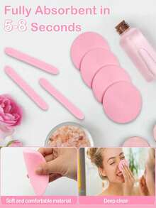 36/1pc Compressed Facial Sponge, Professional Makeup Artist Cleansing Sponge, Compressed Makeup Sponge, Round Face Washing Sponge, Compressed Exfoliating Makeup Remover Sponge (Pink), Valentine's Day Gift, Christmas Gift - Multicolor - View 7