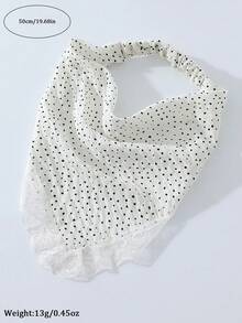 1件原創花卉圖案女款刺繡滾邊蕾絲飾邊波點髮帶，適合日常與度假使用 - 白色 - 查看 4