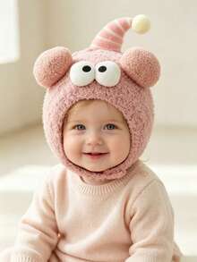 1 Piece Of Autumn-Winter Style Fun Eyes Baby Pullover Hat (Suitable For Both Boys And Girls) - Thick Plush Hat - Baby Hat With Ear Protection - Multicolor - View 5