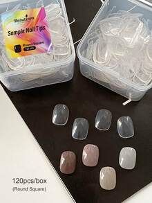 Beautizon Nailartlab 120片美甲練習展示板，日式短方型、橢圓、杏仁形透明展示練習色卡，美甲配件，美甲初學者沙龍練習用品 - 彩色 - 查看 11