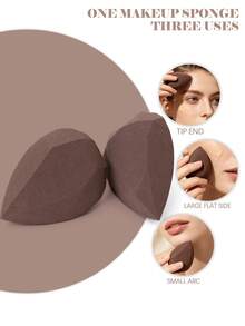Matte Brown Diamond Velour Makeup Sponge Set, Dual Sided Flocked Beauty Multi Sizes 2/4/6/8/12 Packs, Reusable Cosmetic Blending Sponges For Liquid Foundation, Loose Powder, Concealer, Cream Makeup - Multicolor - View 6