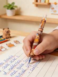 13pcs/1set Capybara Gel Pens + Refills Set, Includes 3 Random Pattern Gel Pens And 10 Matching Replacement Refills. The Pen Body , First Day Of School - Multicolor - View 3