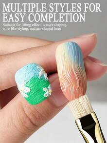 3/2/1pc New Nail Art 3D Texture Hard Bristle Shaping Brush With Stiff Short Bristles, Resistant To Deformation, Ideal For Textured Nail Designs-Compact And Portable For On-The-Go Use. - Multicolor - View 1
