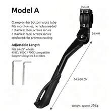 1pc Mountain Bike Aluminum Alloy Single Kickstand Side Stand Parking Rack - Black - View 12