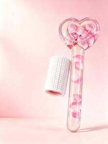 1pc Heart-Shaped Petal Embedded Ice Roller Facial Cold Compress Massage Ice Ball De-Puffing Soothing Redness Skin Care Ice Therapy Tool - Pink - View 3
