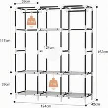 Vicye Large Fabric Wardrobe With 2 Hanging Rods And 8 Shelves, Foldable Wardrobe With Cover, Portable Wardrobe Dressing Room, Bedroom (White, 124 X 42 X 162) NUFX - Stamp Duty - View 3