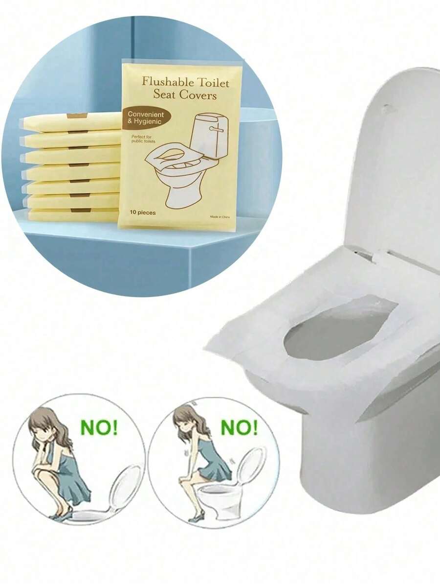 Bọc bồn cầu dùng một lần bằng giấy có thể xả nước, phù hợp cho máy bay/du lịch/nhà vệ sinh công cộng/cắm trại, nhẹ và vệ sinh - Nhiều mẫu - Xem 1