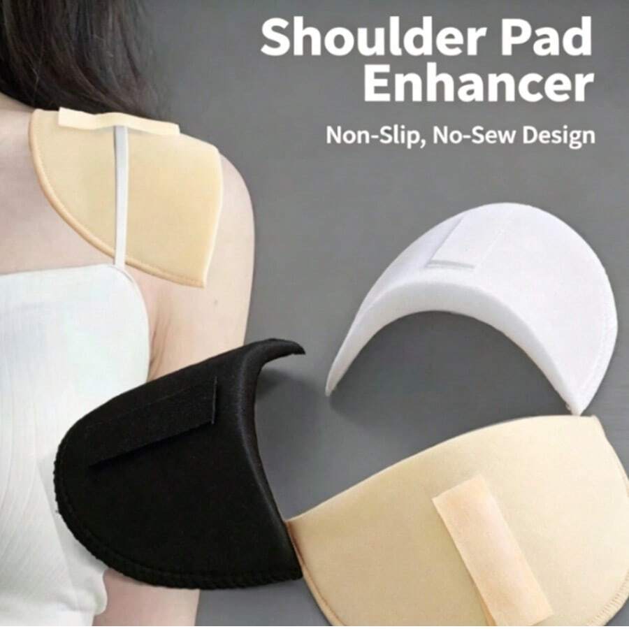 1 Pair Shoulder Pads, 0.59 Inch Breathable Sponge Shoulder Enhancers, Unisex Invisible Shoulder Inserts For Suit Jacket, Blazer & T-Shirt, Clothing Padding Accessories, Back To School Gift - Multicolor - View 1