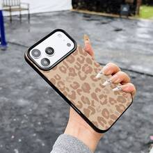 1件皮革紋理極簡個性化線條棕色豹紋手機殼，適用於 iPhone 16 Pro Max/15/14 Plus/13/12/11 保護殼 - 彩色 - 查看 4