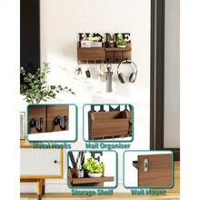 Estante de llaves montado en la pared con organizador de clasificación de correo, ganchos decorativos para llaves para entrada, pasillo, dormitorio, cocina, oficina, solución de almacenamiento para el hogar - Multicolor - Ver 2