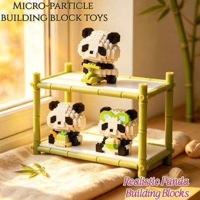 6pcs Cute Panda Micro Particle Building Blocks, Featuring Riding, Eating, Lying Down And Other Adorable Poses, Fun Assembly Educational Stress Relief, Develop Hands-On Ability, Enlighten Thinking, Inspire Creativity. Suitable For Parent-Child Interaction To Accompany Children's Growth, Enrich Daily Play Experience, Add Fun To Life. Healing Style Desktop Decor, Versatile Home Decor, Ideal For Daily Collection, Birthday And Holiday Gifts.