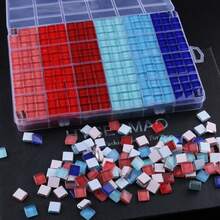 720片/盒鮮豔玻璃馬賽克瓷磚 - 高級方形手工藝裝飾片，適用於創意藝術、繪畫、手工珠寶和DIY專案 - 彩色 - 查看 24