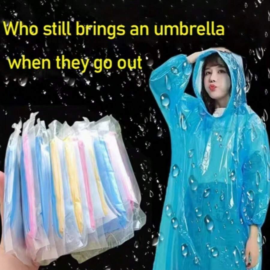 1/6/12pcs Unisex Portable Raincoat, Blue, Pink, Yellow (Random Color) Individually Packaged Loose Emergency Waterproof Cover Disposable Vacuum Card Compressed Raincoat Thickened Rain Poncho For Outdoor Rafting Travel