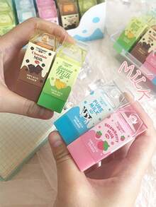 1/2/4/24pcs Milk Erasers, Mini Banana Chocolate Milk Carton Shaped, Low Dust PVC Material, For Pencil Cleaning, Suitable For Back To School Students, Graduation Season, Office - Multicolor - View 4