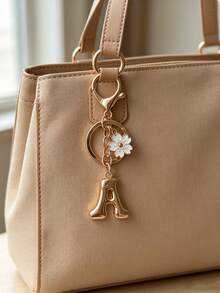 1pc Metal Letter Keychain, Exquisite Bag Charm, Car Key Ring, High-End Women's Bag Decoration Gift - Gold - View 2