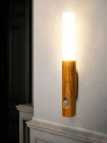 1pc Wood Grain USB Rechargeable Motion Sensor Night Light, Magnetic Detachable LED Wall Light, Wireless Adhesive Sensor Light, Suitable For Closet, Stairs, Bathroom, Bedroom, Home Atmosphere Lighting - Multicolor - View 6