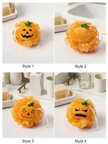 Bola de baño de calabaza de Halloween, bola de ducha de calabaza Jack linda, esponja de baño de malla suave con espuma rica, bola de exfoliación corporal colgante de secado rápido, bola de ducha exfoliante suave, adorno decorativo lindo para el baño, regalo de Halloween - multicolor - Ver 6