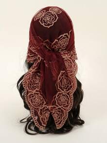 1pc Women's Rose Embroidered Scarf/Headband/All Season Fashion Street Style Headwrap/Daily Party Hair Accessory/Birthday Gift For Friends - Multicolor - View 7