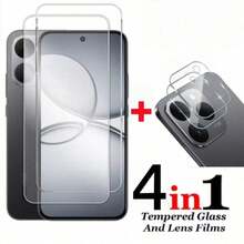 Set 2+2pcs Kompatibel dengan Realme GT 7 / GT 7T / GT 7 Pro / 15T Pelindung Layar Kaca Tempered Ultra Jernih Melengkung dengan Tepi Hitam Bercetak Sutra, Pelindung Lensa Kamera Ultra Jernih 3D, Bantalan Pelindung Cakupan Penuh, Pemasangan Mudah - Clear - View 13
