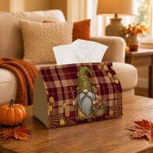 1pc Tissue Box, Cute Autumn Pumpkin Plaid Character Art Design, Suitable For Living Room, Car And Desktop Storage, Perfect For Living Room Kitchen, Ideal Autumn Home Decor - Multicolor - View 1