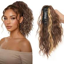 14 Inch Clip-In Ponytail Hair Extension, Curly Ponytail Hair Extension, Natural Lightweight Voluminous Synthetic Fiber Clip-In Ponytail For Women, Suitable For Daily Wear - Multicolor - View 14