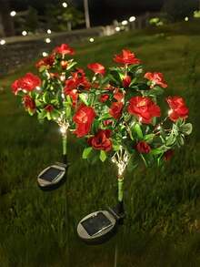 Solar Powered Garden Lights Outdoor Solar Azalea Shaped LED Pathway Lights Suitable For Yard Lawn Patio Garden Decoration (Warm Light) - Azalea - View 4