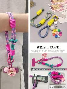 Paar Sonnenblumen Anhänger Handy Lanyard, 2-teiliges Set Handgelenkband kurz 2-in-1 Ring Handseil, doppelt verwendbares verstellbares geflochtenes Seil, geeignet für Outdoor Reisen, Wandern, Unisex Smartphone Armband, kurzes Seil Handyhalter, Smartphone Zubehör Schutzhülle Lanyard, Schlüsselanhänger - Verschiedenfarbig - Übersicht 5