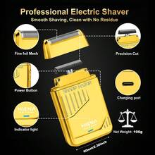 HIENA 3-In-1 Gold Hair Clipper & Grooming Set, LCD Display USB Rechargeable Hair Clipper, Zero Gap T-Blade Trimmer And Foil Electric Shaver, 8 Guide Combs Full Salon Accessories, Suitable For Fade Haircut, Bald Head, Beard Shaving, Men's Gift - Gold - View 5