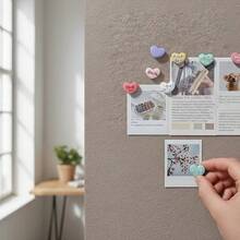 Colorful Heart-Shaped Push Pins, English Macaron DIY Cute Creative Handmade Felt Board Cork Board Photo Wall Large Head Thumbtacks, Ins Style Photo Wall Fixing Pins, Decorative Colorful Accessories - Heart-shaped Assorted Push Pins - View 3