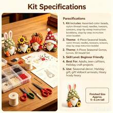 Handmade Fun, 4PCS Beaded Material Kit, DIY 3D Embroidery Kit, Simple Craft Art Sewing Kit, DIY Art Set Sewing Animals Dwarf Mushroom Material Kit (1 Set) Suitable For Holiday Handmade Gifts - Multicolor - View 4