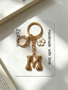 1pc Metal Letter Keychain, Exquisite Bag Charm, Car Key Ring, High-End Women's Bag Decoration Gift - Gold - View 7