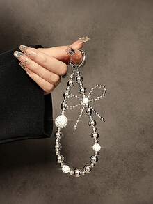 Luxury Korean Style Rhinestone Phone Lanyard (With Transparent Clip), Bowknot Anti-Loss Design, Fashion Phone Case Accessory, Suitable For Women's Bags And Keychains - Multicolor - View 1