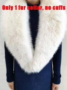 Faux Fur Collar Cuffs Set Winter Fluffy Shawl, 3 Options: Collar+Cuffs / Single Collar / Cuffs Only - Multicolor - View 56