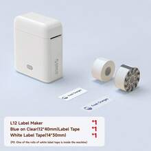 ORICO L12 Portable Label Printer, Mini Thermal Sticker Printer, Create Personalized Address Labels, Transparent Stickers, Customized Exclusive Colorful Name Stickers, Back To School Gift, Gift Labels, Includes 1 Roll Of Transparent Black/Transparent Rose/Transparent Blue/Transparent Green Tape And 1 Roll Of White Labels - White - View 14