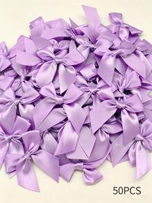 50pcs Large Satin Ribbon Bows With Pink And White Floral Design, Gift Wrapping Bows, Wedding Decoration Bows, DIY Birthday Party, Baking Decoration - Large Asymmetrical Bow - View 27