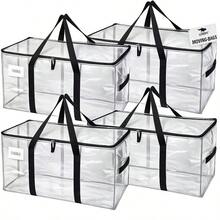 1Pc [Lidded Storage Bins] Heavy Duty Extra Large Moving Bag, 50 Lbs Capacity Tote Bag, Durable Waterproof Puncture-Resistant Winter Clothes Storage Bag, Suitable For Moving, Strong Handles, Zipper,Bedroom Room Decor,Back To School - View 1