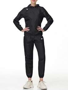 HOTSUIT Women's Sauna Sweat Suit With Zipper - Fitness Workout Training Outfit, Suitable For Fitness And Holiday Gift - Black - View 8