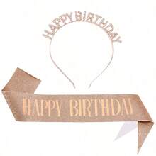 1組中性生日快樂披肩與髮箍，生日裝飾披肩，適合生日派對裝飾，任何年齡皆適用的禮物 - 彩色 - 查看 4