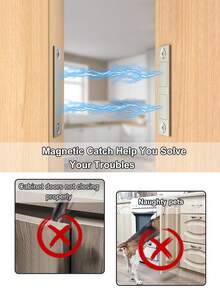 1/2/4 Pairs Extended Magnetic Door Catch, Drawer Magnets To Stay Closed, 30 LB Cabinet Door Magnets For Closures Wardrobe Cabinets Closet Closing - Multicolor - View 2