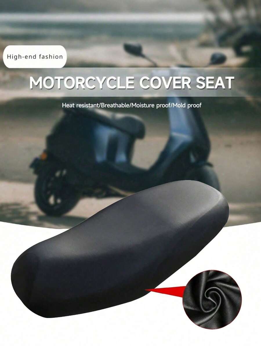 Universal Black Motorcycle Seat Elastic Cover, Full Coverage All-Season Faux Leather Seat Cover, Scratch-Resistant Wear-Resistant Sun-Proof Seat Cover